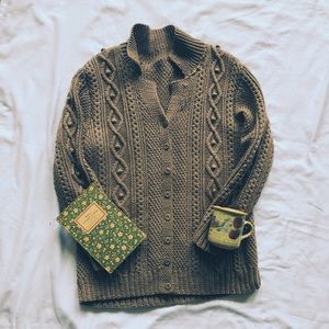 Handmade Vintage Pom Pom Cable Cardigan